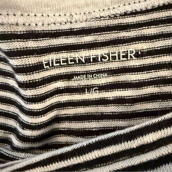 Eileen Fisher 100% Organic Linen Jersey Stripe Dress - Picture 4 of 7